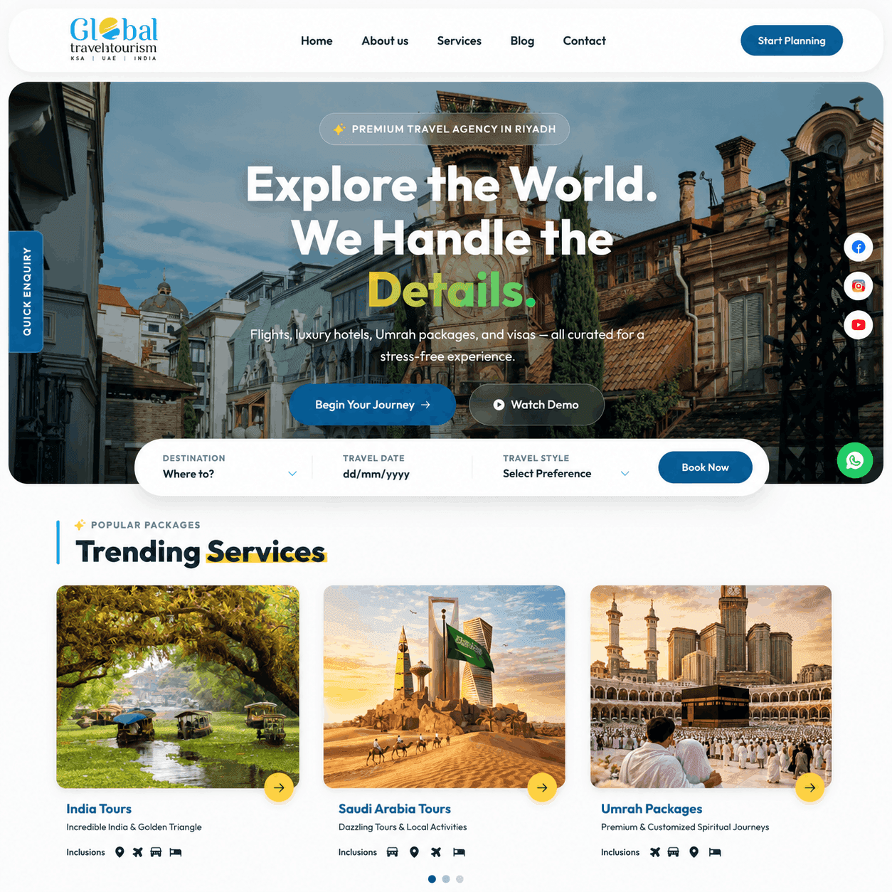 Global Travel & Tourism Website Interface
