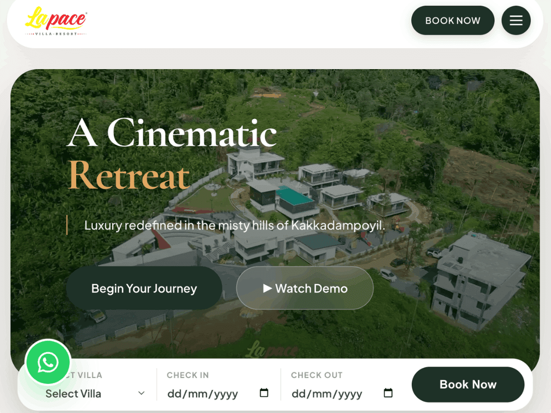 Lapace Villa Resort Web Design by Freelance Web Developer in Kerala