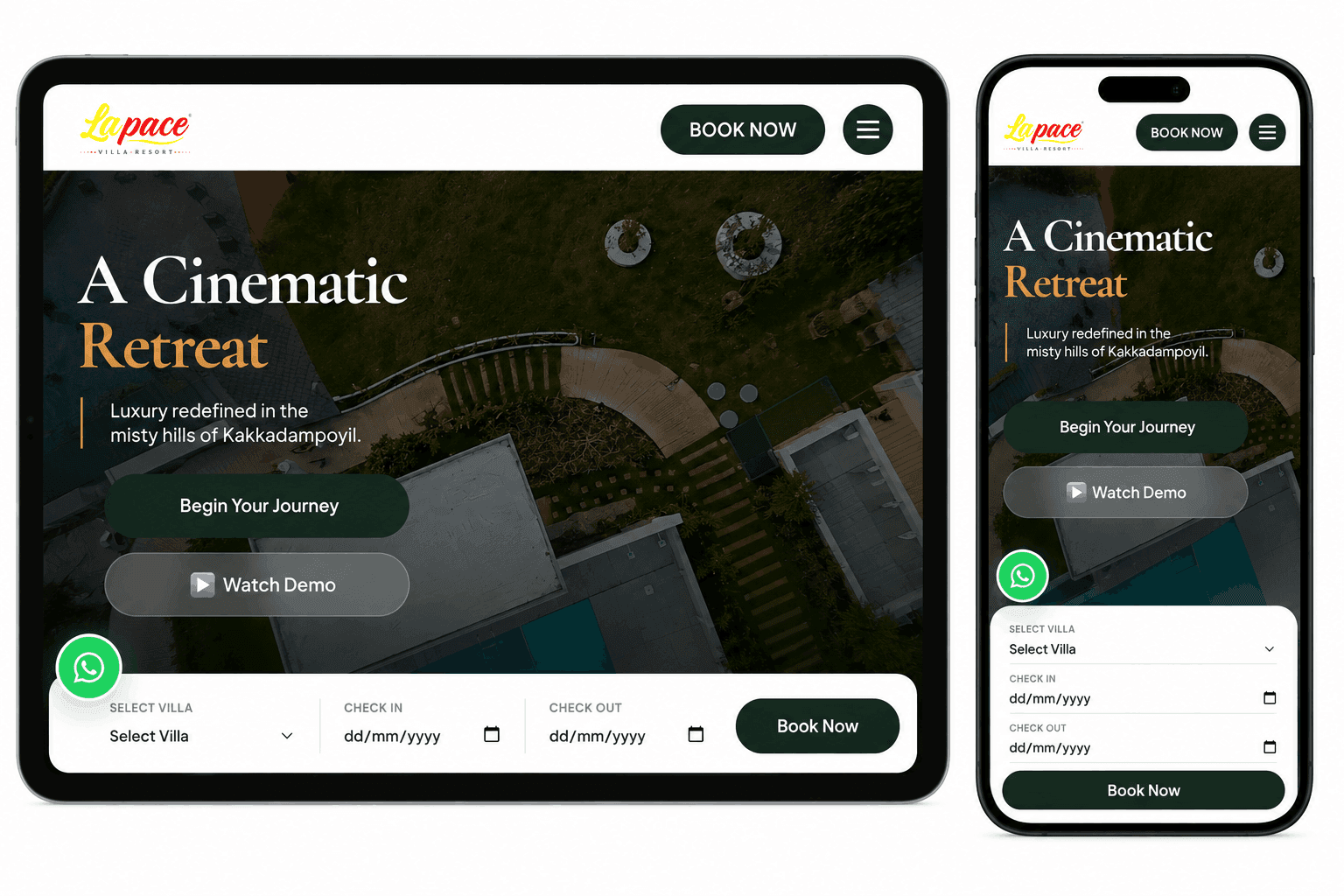Lapace Villa Resort Website Interface